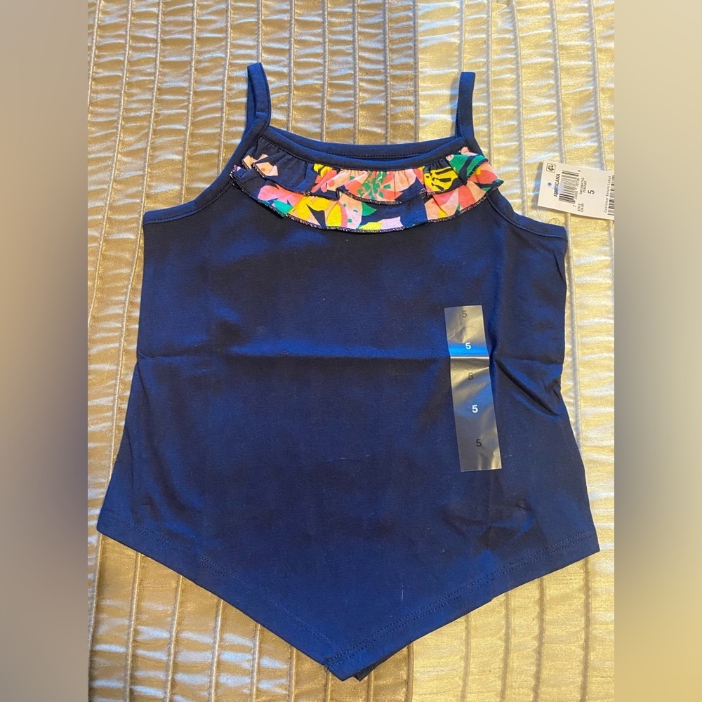 NEW - Epic Threads Big Girls Ruffle Front Tank Top, Color: Peacoat. Size 5